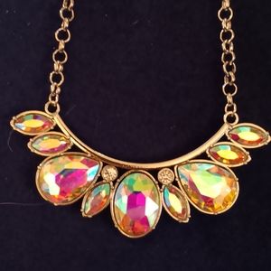 Faux Mercury Topaz Spectacular Look SilverTone Necklace w/ Earrings Set